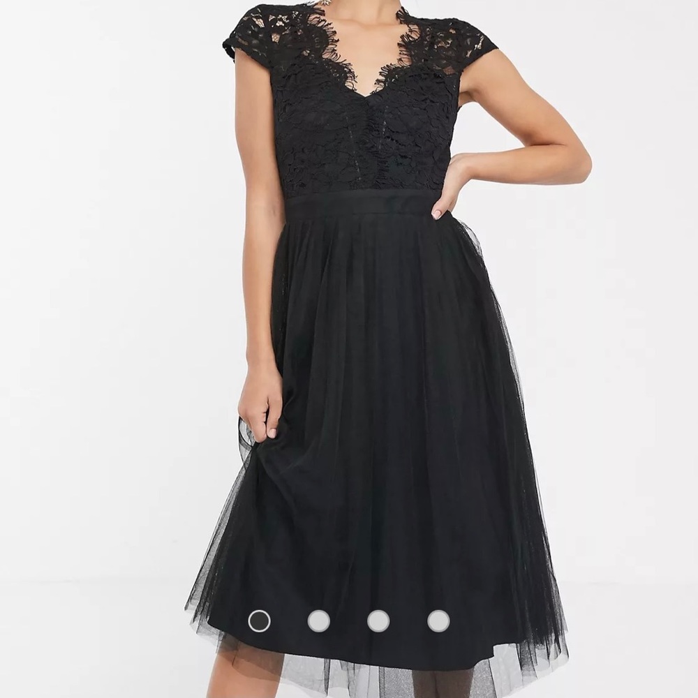 ASOS Little Mistress Lace Midi Dress in Black | Size: 6